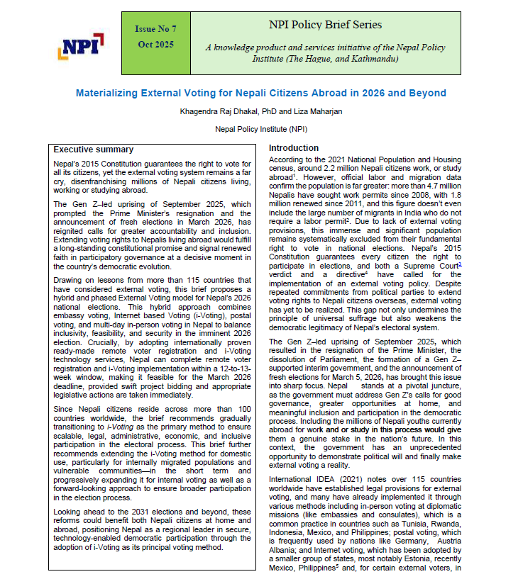 Materializing External Voting for Nepali Citizens Abroad in 2026 and beyond